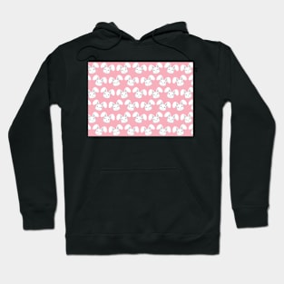 Cute White Bunny on Pink background Hoodie